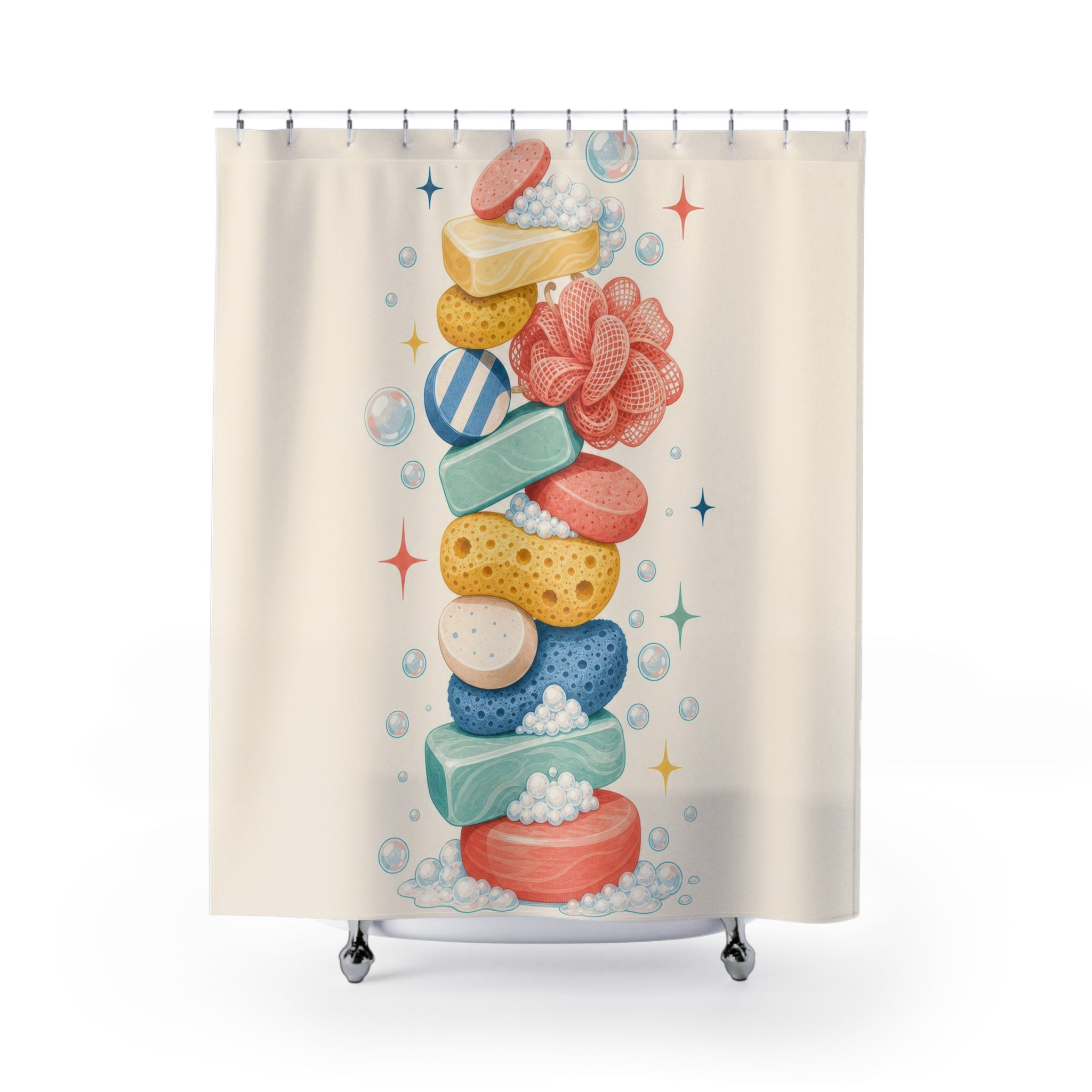 Stacked Sponge Soap Shower Curtain