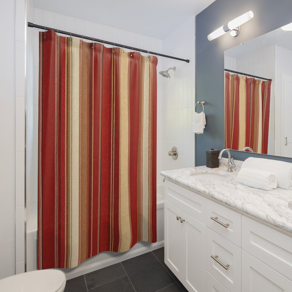 Southwestern Red Stripe Shower Curtain, Rust Burgundy Southwestern Bath Decor, Modern Stripe Bath Curtain, Guest Bath Decor, Home Decor