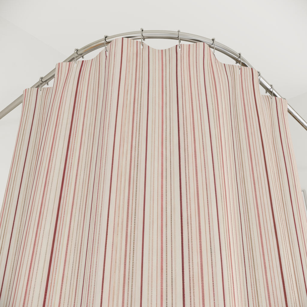 Delicate Red Micro Stripe Shower Curtain