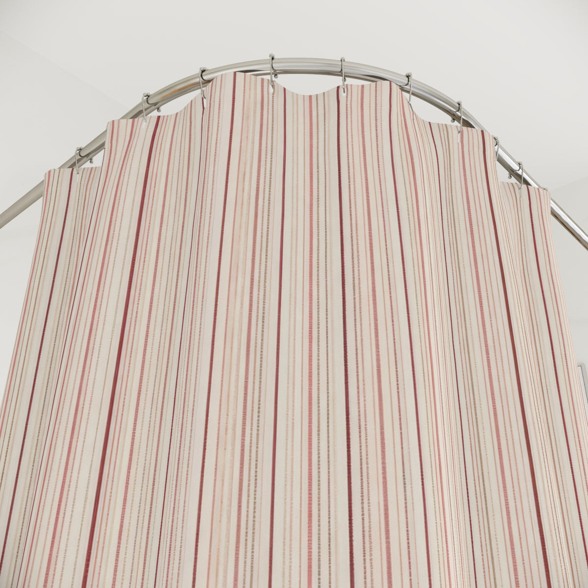 Delicate Red Micro Stripe Shower Curtain