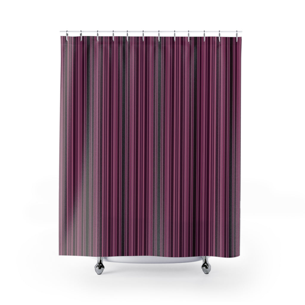 Plum Striped Shower Curtain — Purple and Pink
