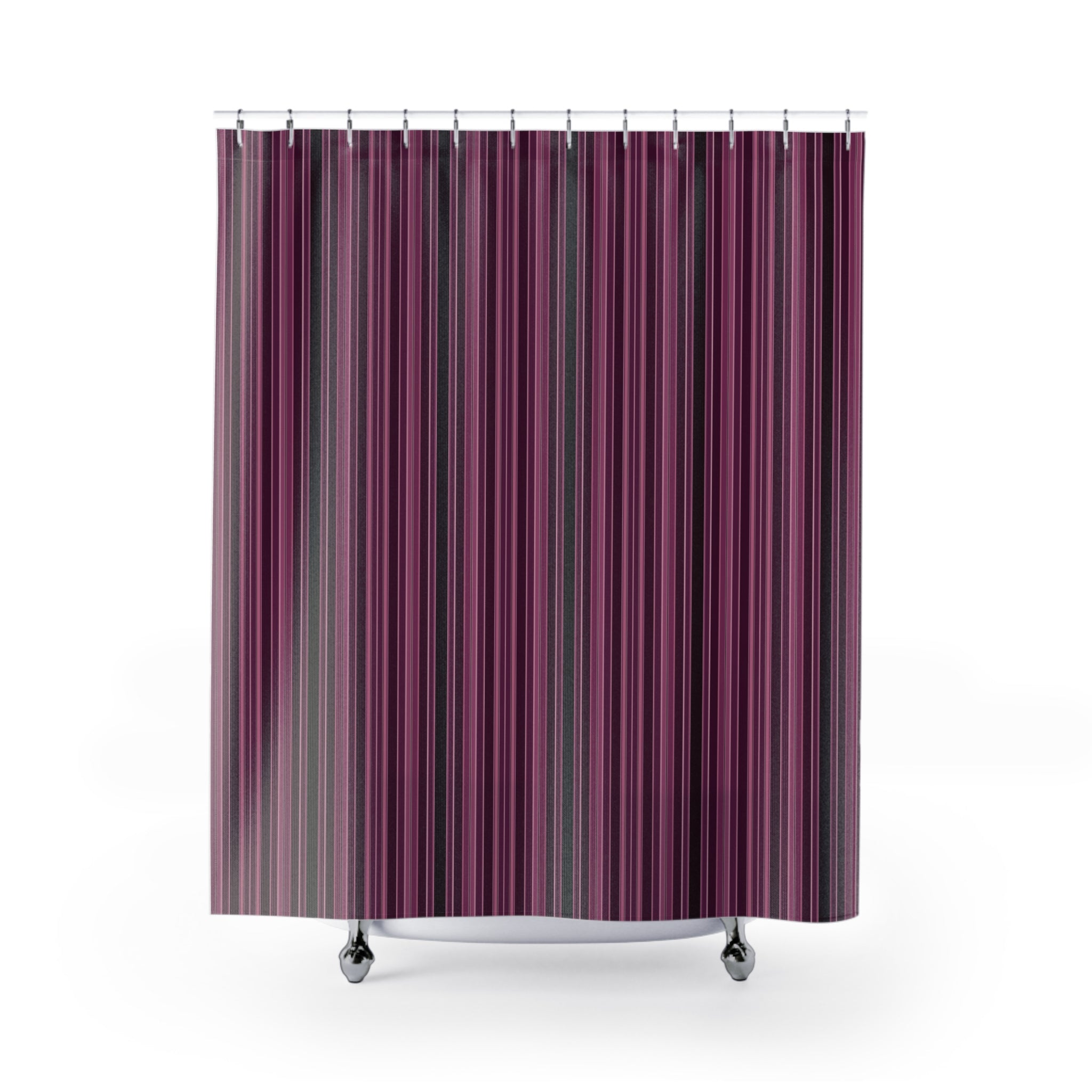 Plum Striped Shower Curtain — Purple and Pink