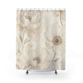 Cream Beige Line Flower Shower Curtain