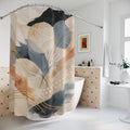 Abstract Painterly Shower Curtain – Beige Blue Black