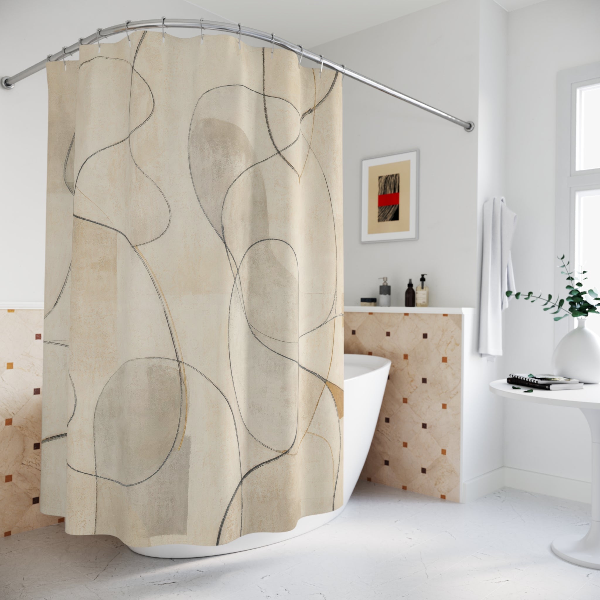 Minimalist Line Abstract Shower Curtain
