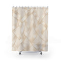 Beige Shower Curtain, Cream Geometric Bath Decor, Woven Look Basket Pattern, Modern Neutral Guest Bathroom Decor, Soft Modern Style
