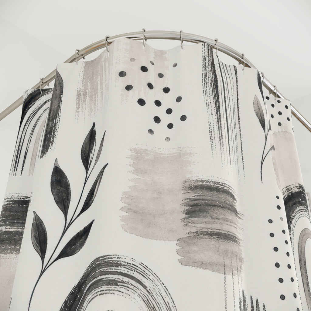 Boho Shower Curtain: Black White Shower Curtain: Black White S