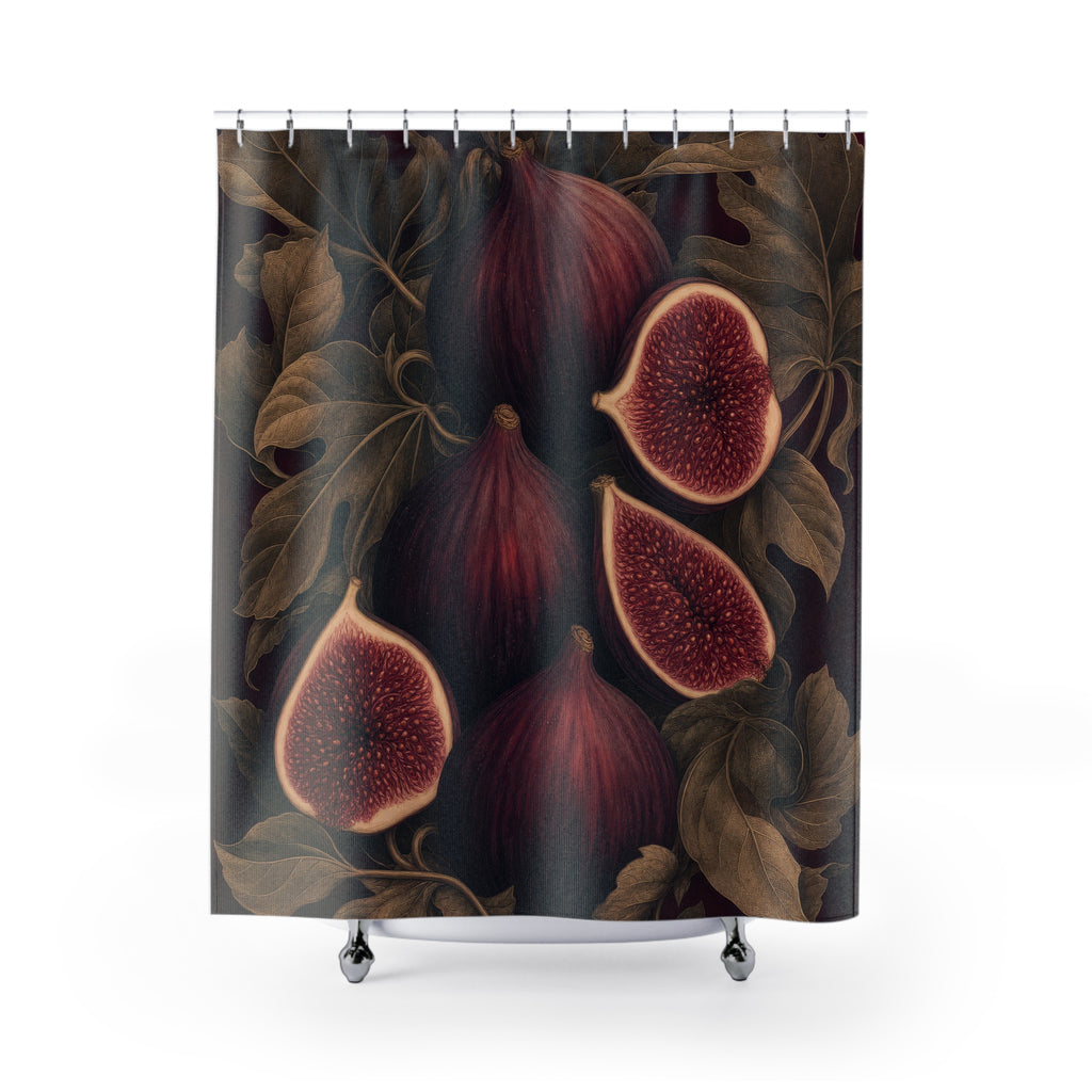 Burgundy Fig Botanical Shower Curtain