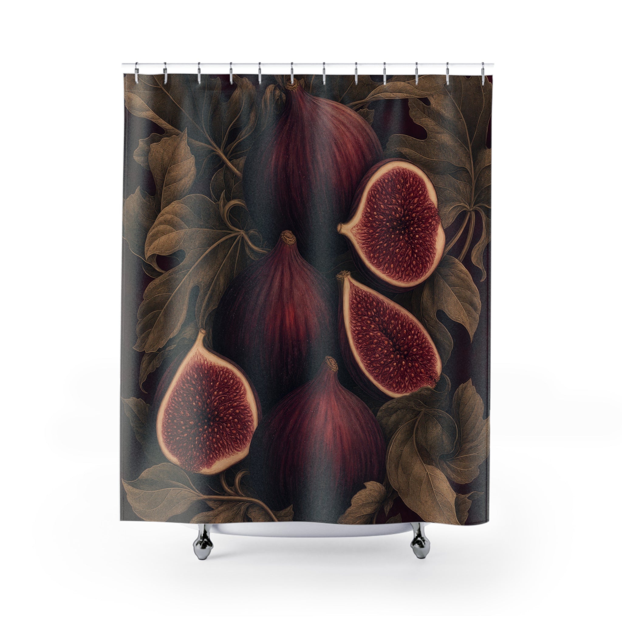Burgundy Fig Botanical Shower Curtain