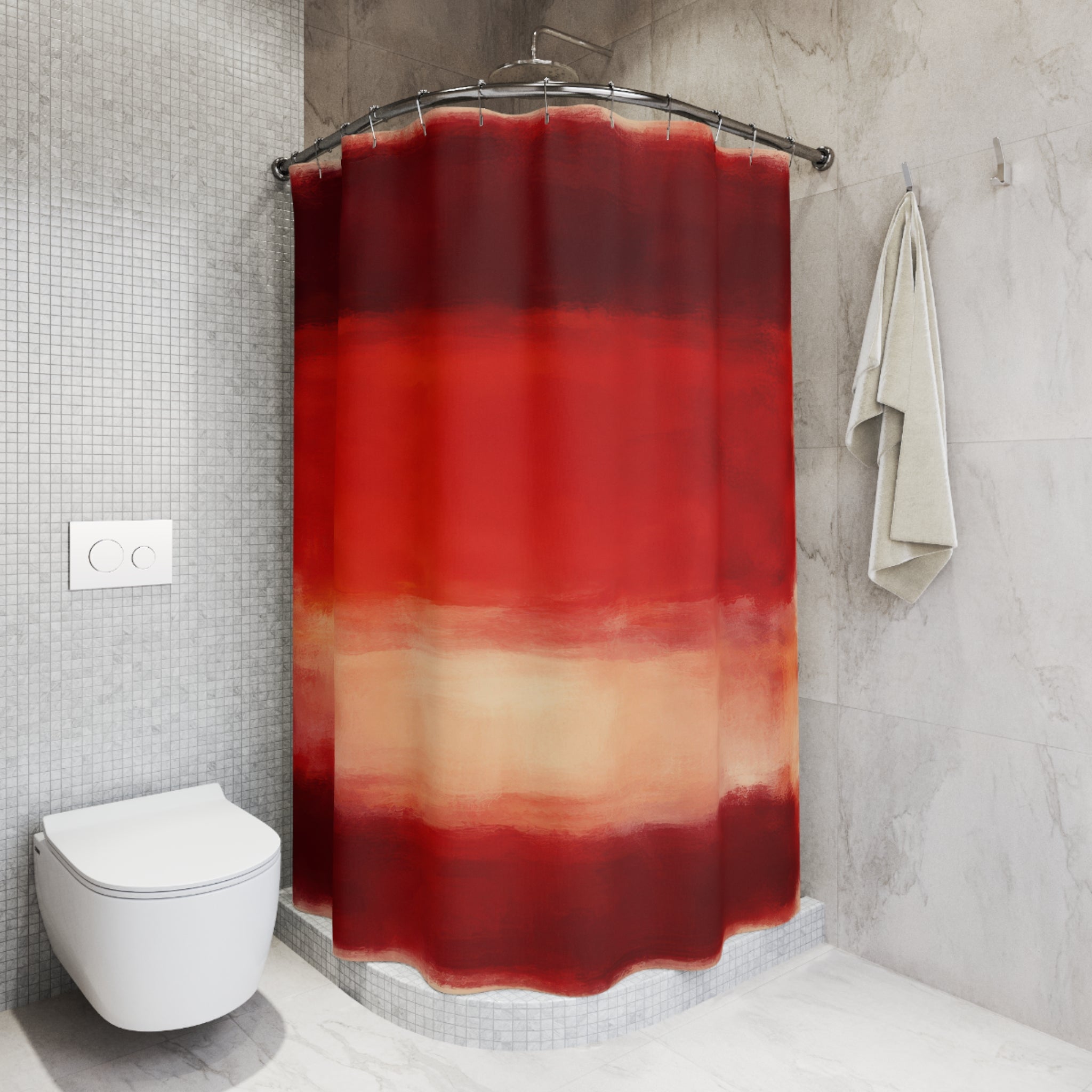 Red Abstract Art Shower Curtain – Color Field