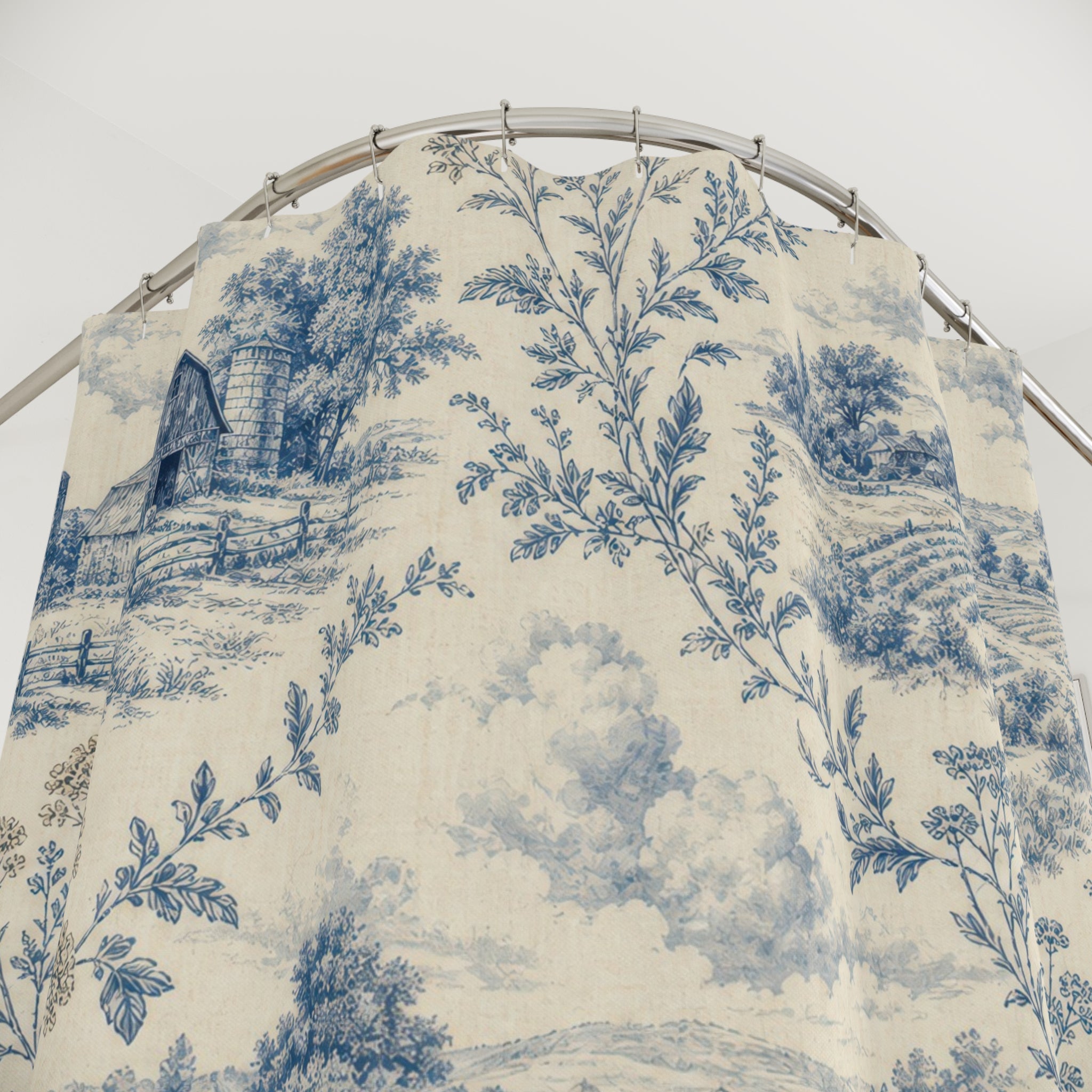 Blue Toile Shower Curtain