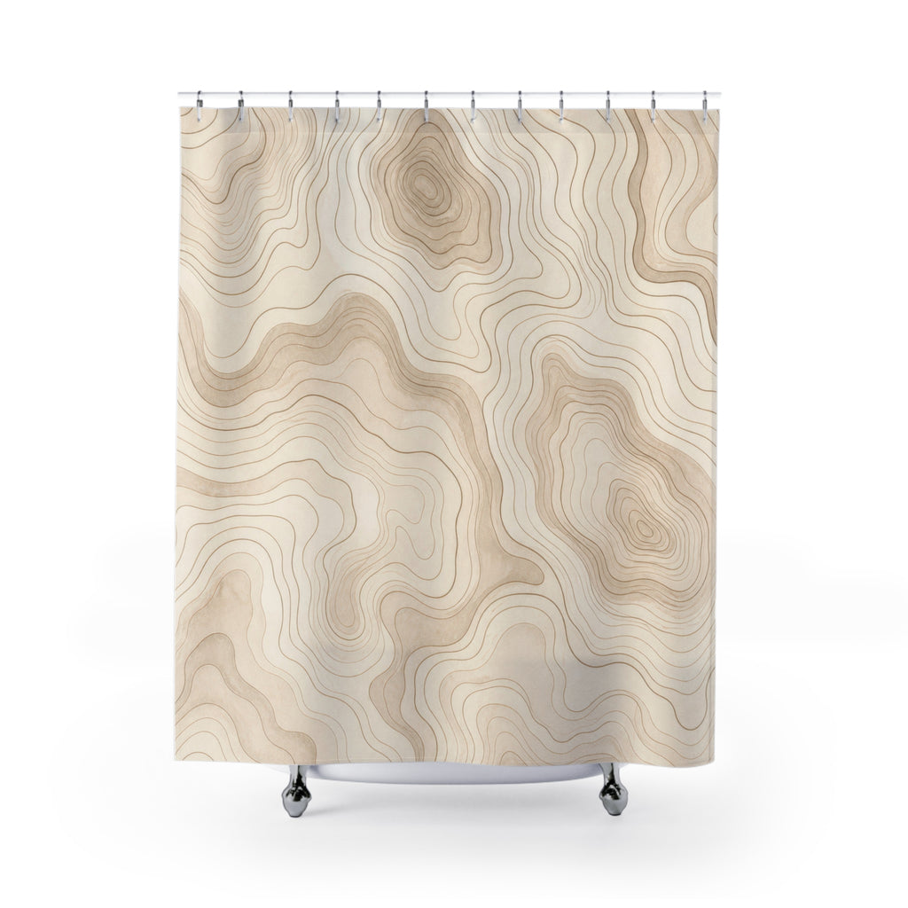 Topographic Contour Line Shower Curtain