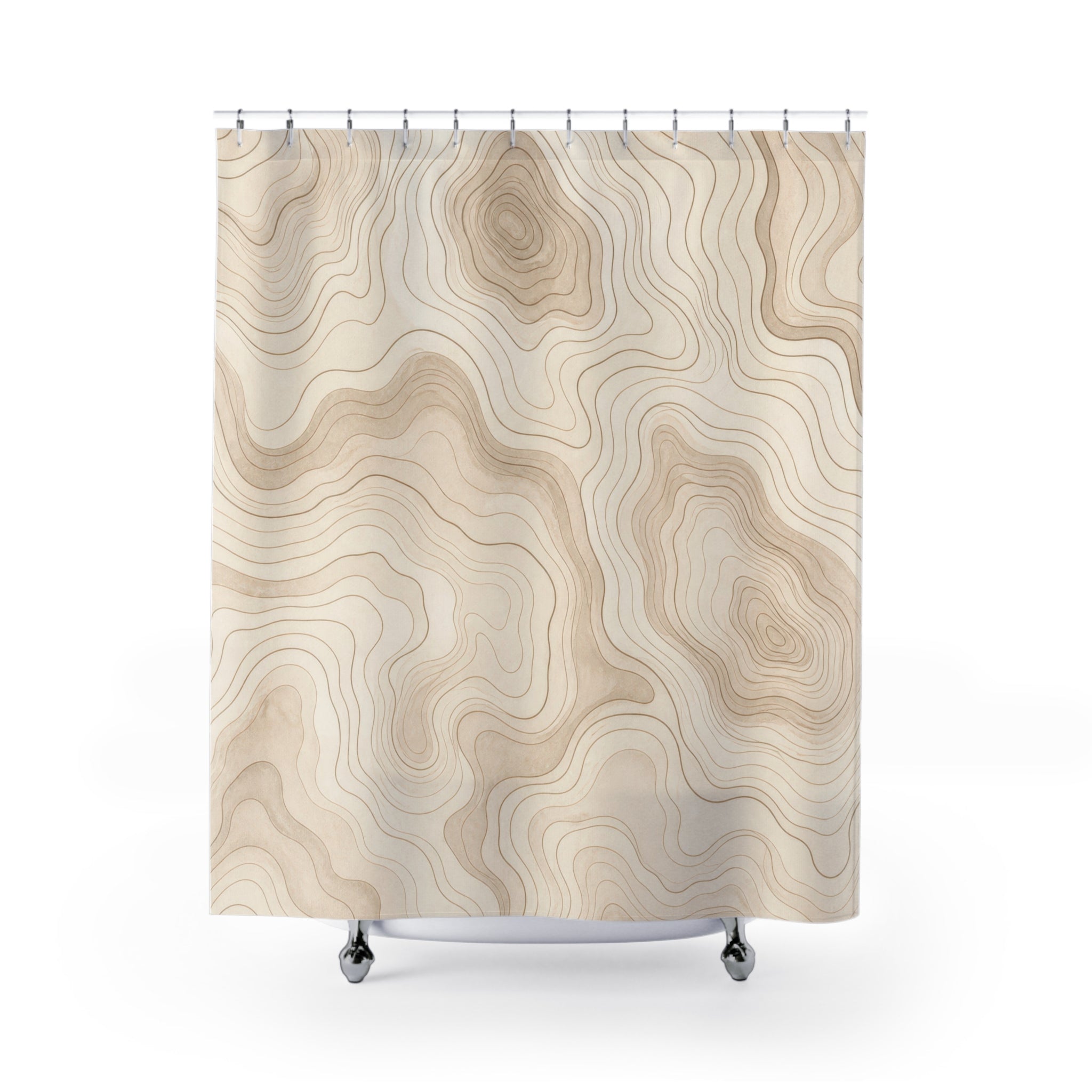 Topographic Contour Line Shower Curtain