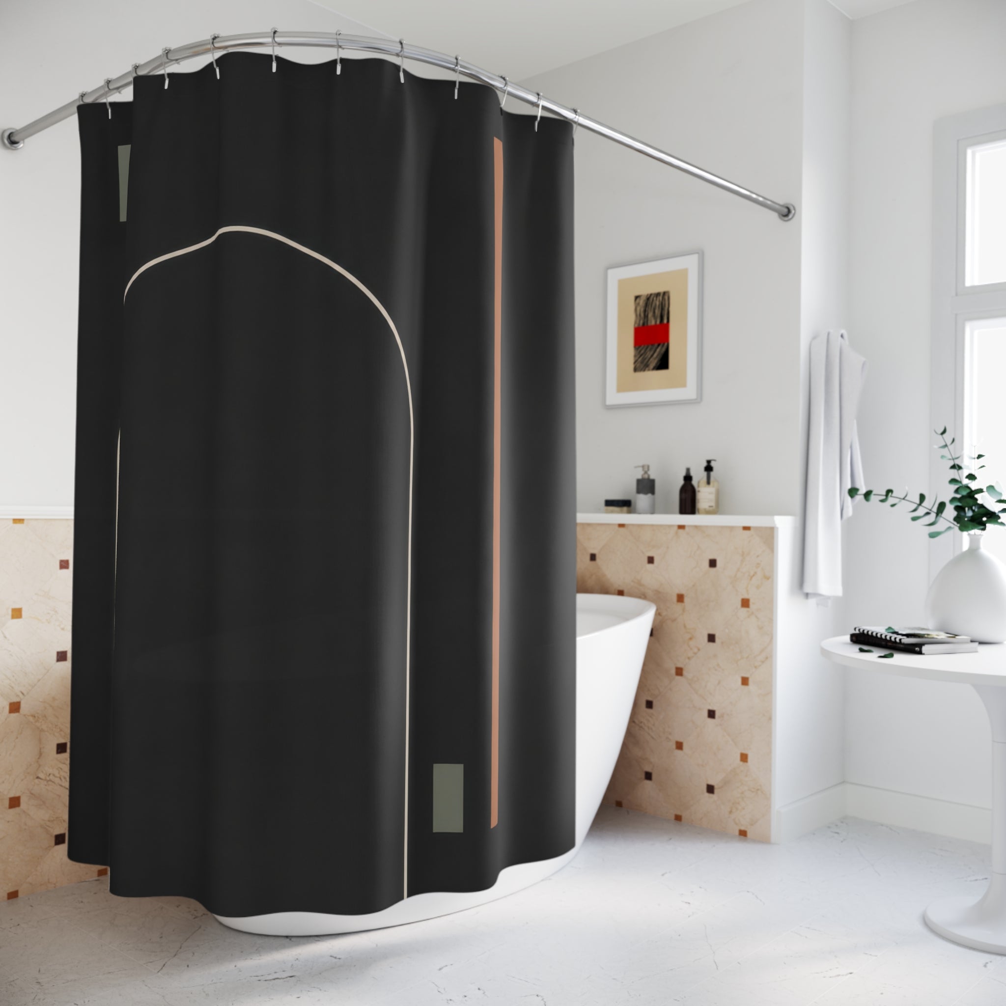 Minimal Arch Line Art Shower Curtain