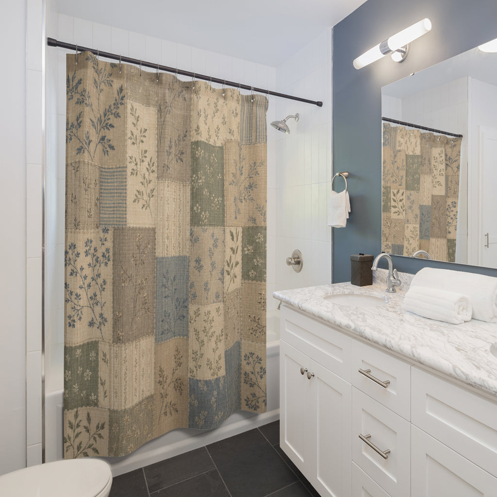 Rustic Patchwork Farmhouse Shower Curtain