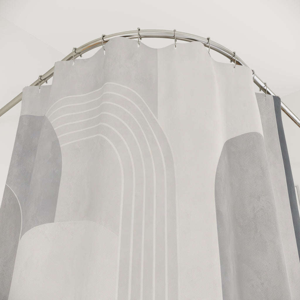 Grey White Geometric Shower Curtain