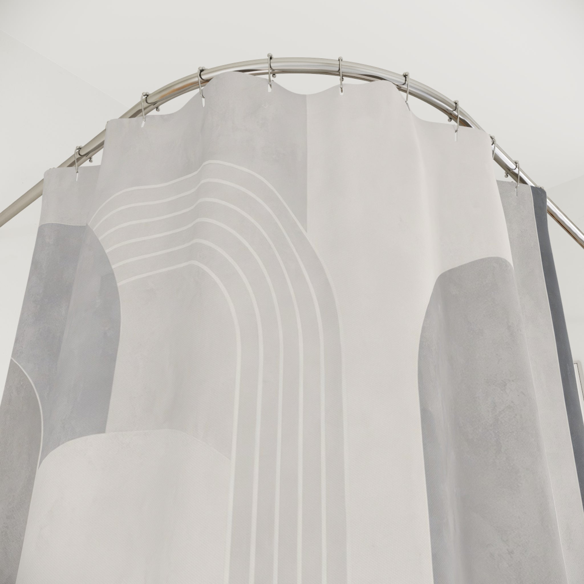 Grey White Geometric Shower Curtain