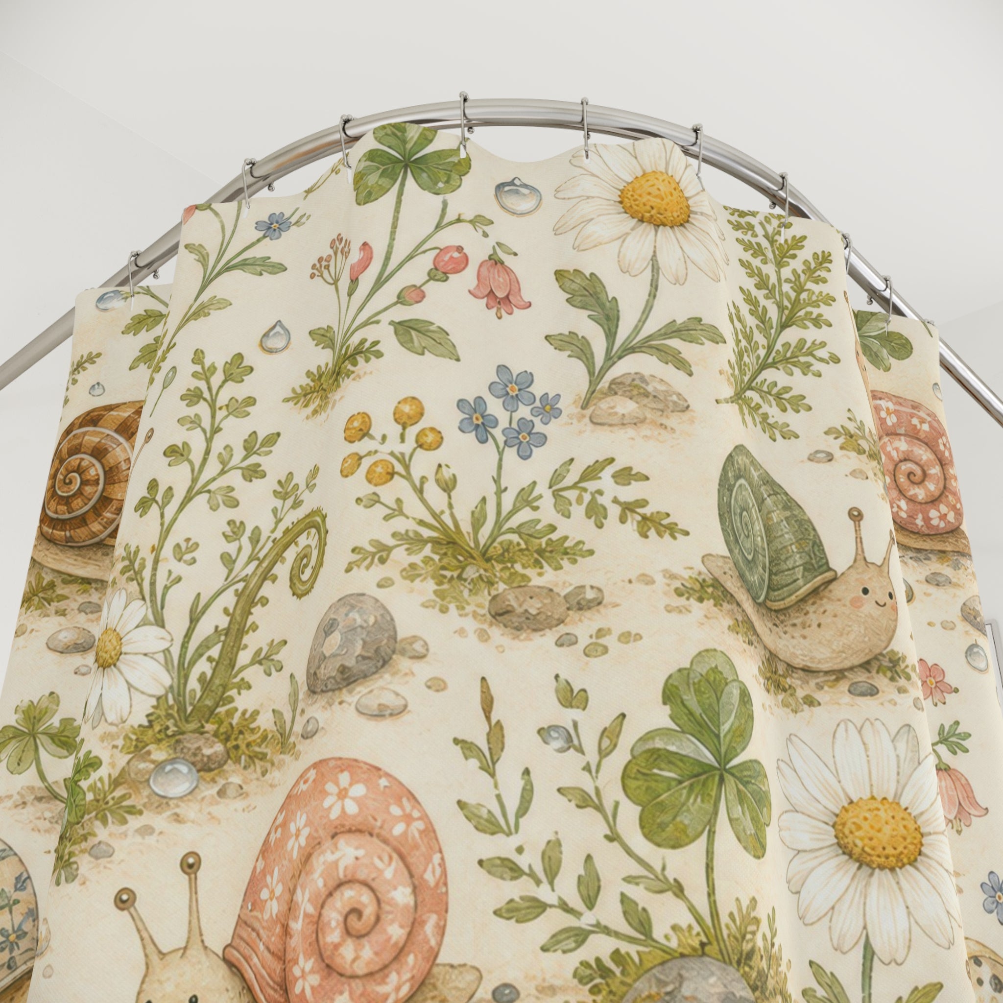Snail Garden Cute Shower Curtain