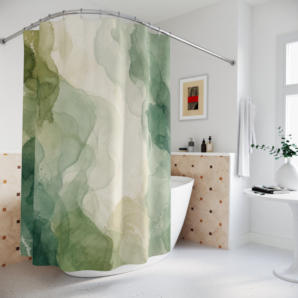 Sage Green Watercolor Shower Curtain