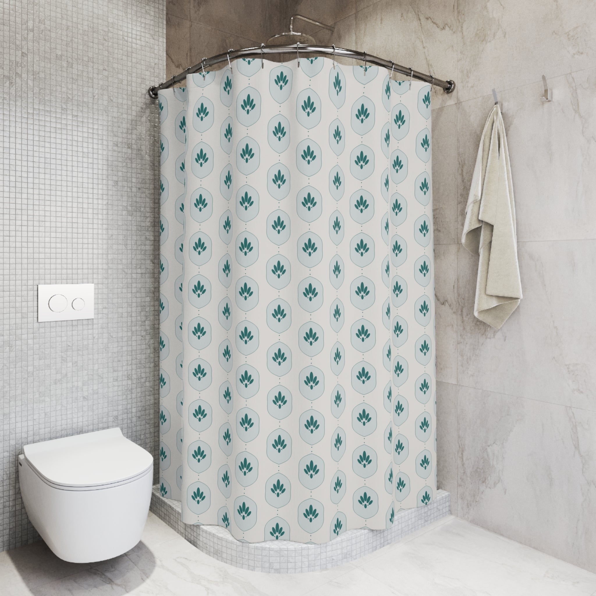 Teal Damask Shower Curtain – Jewel-Tone Ogee