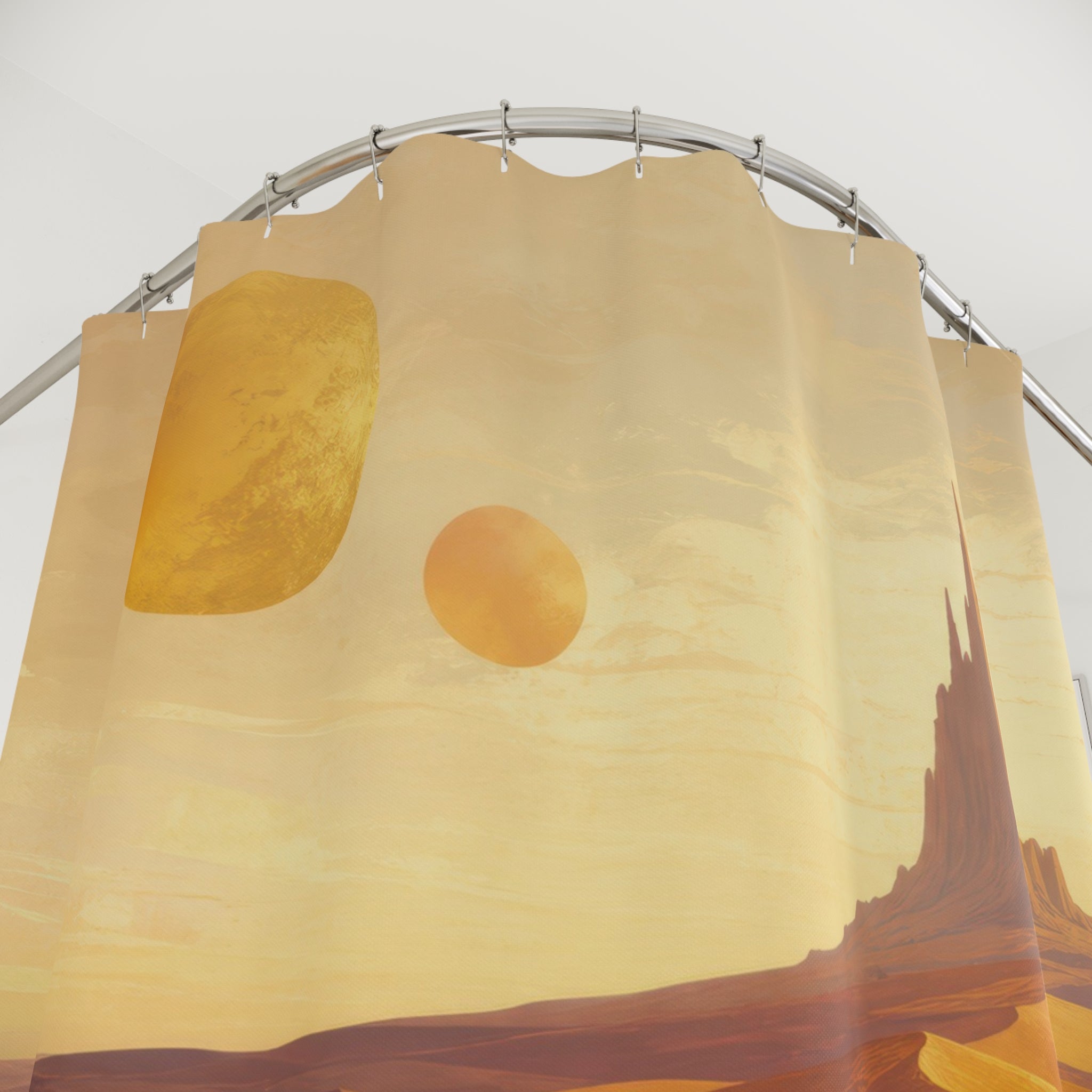 Golden Orbit Desert Shower Curtain