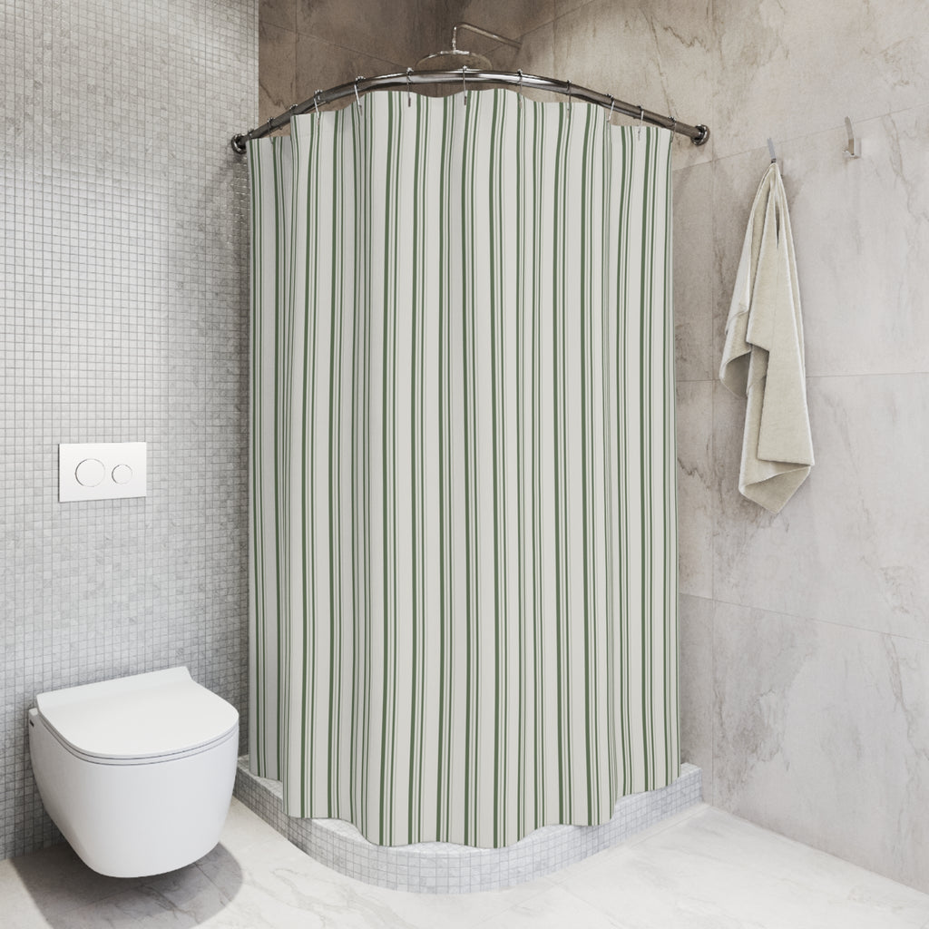 Olive Subtle Stripe Shower Curtain