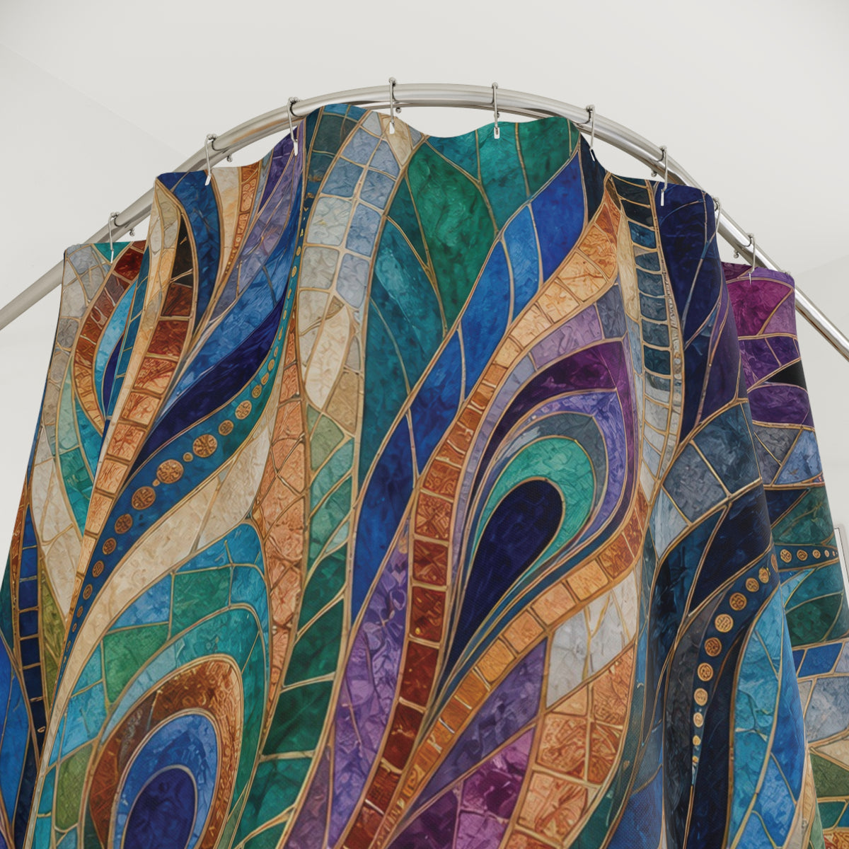 Prismatic Plume Mosaic Shower Curtain