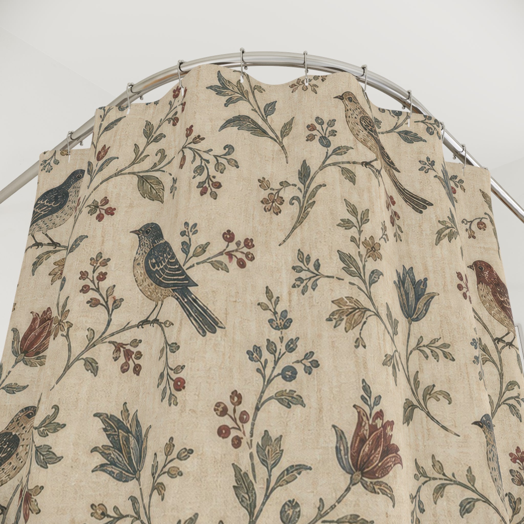Vintage Botanical Bird Shower Curtain