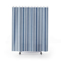 Navy Pale Blue Fine Vertical Stripes Shower Curtain
