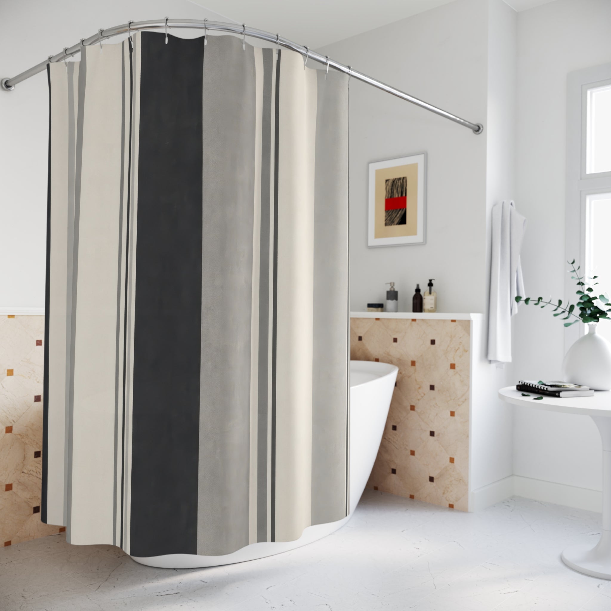 Charcoal Cabana Stripe Shower Curtain