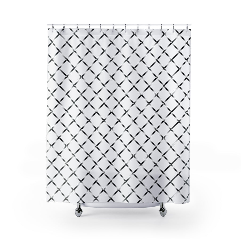 Black and White Diamond Lattice Shower Curtain