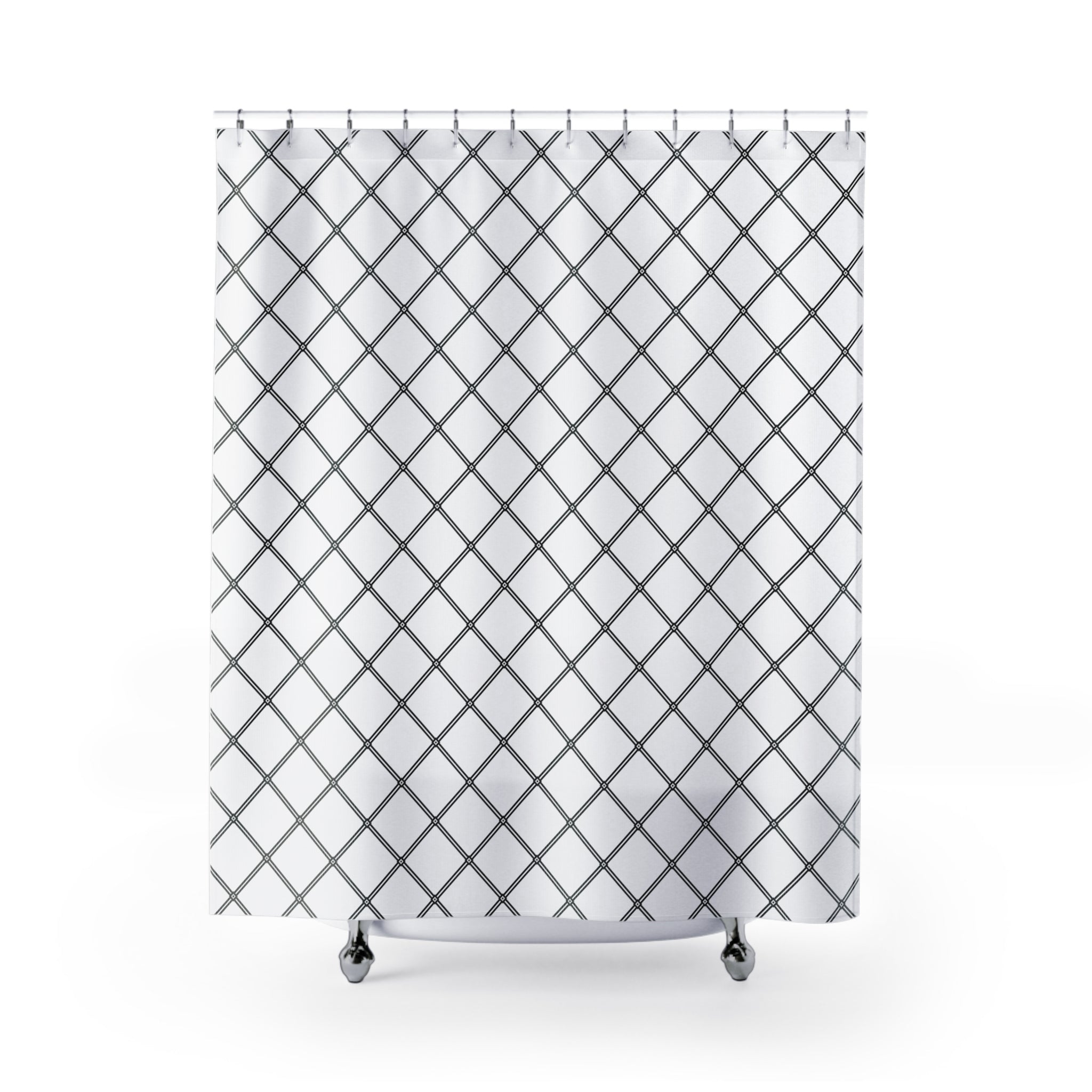 Black and White Diamond Lattice Shower Curtain