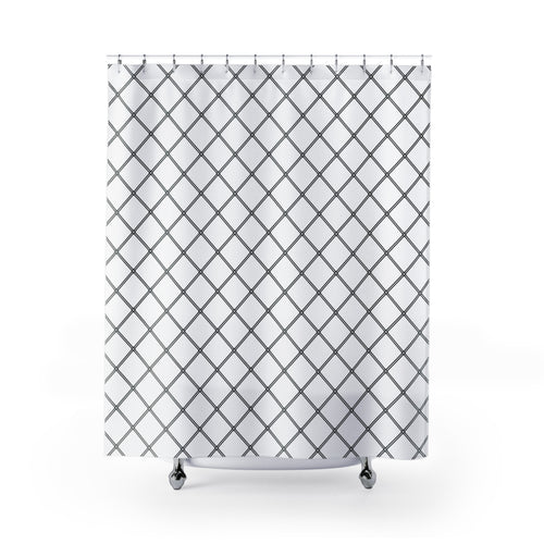 Black and White Diamond Lattice Shower Curtain