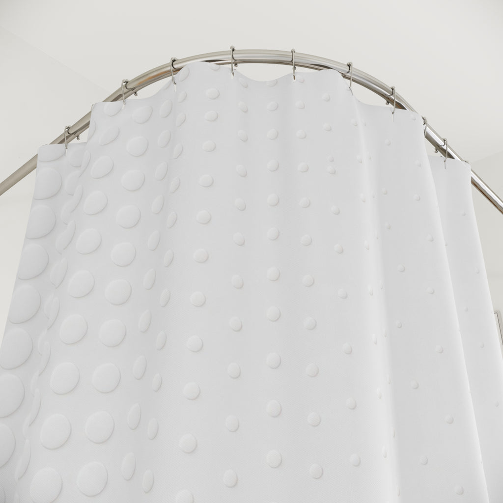 White Shower Curtain, Minimal Dot Bath Decor, Modern White Texture Pattern, Guest Bathroom Decor, Soft Spa Neutral Clean Style Decor