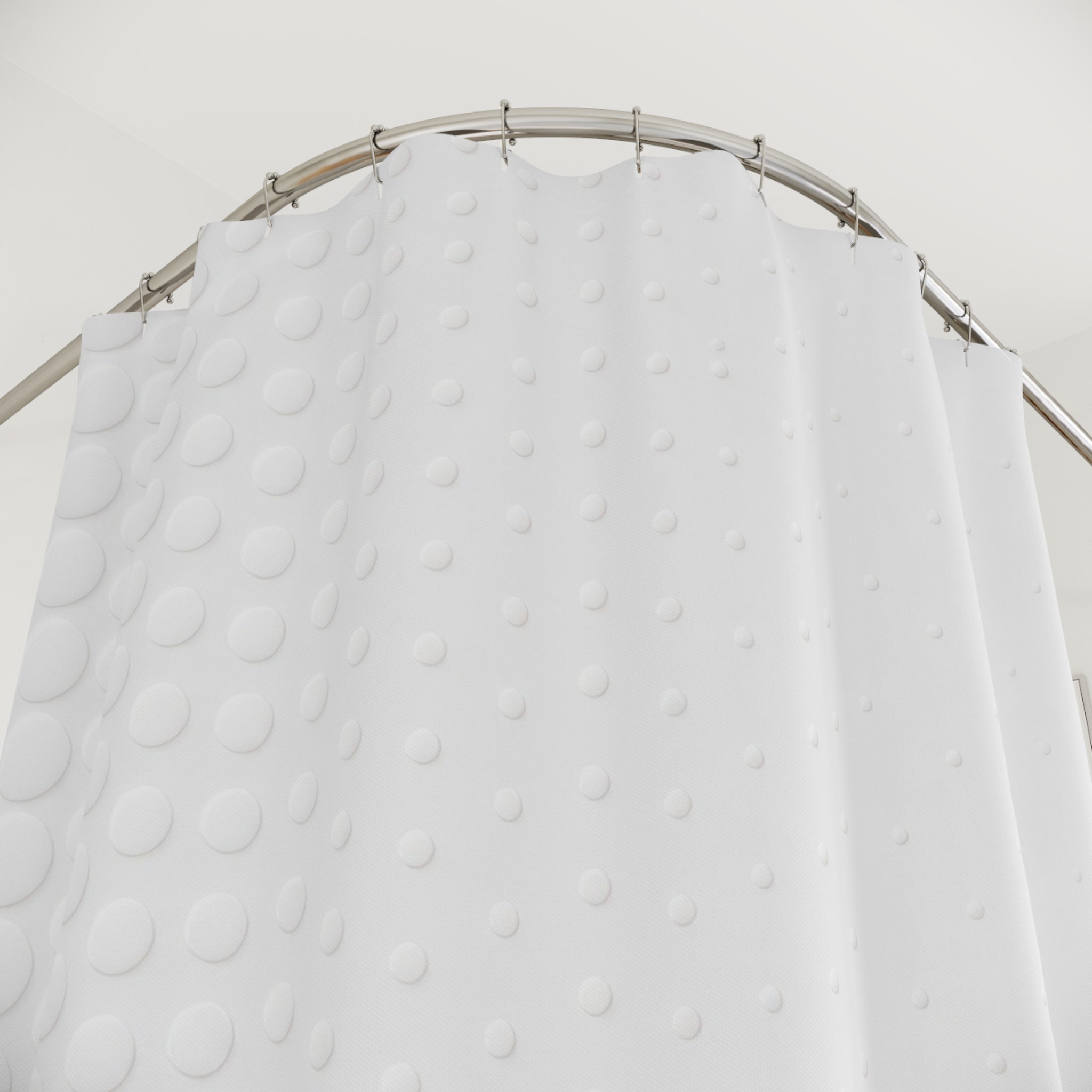 White Shower Curtain, Minimal Dot Bath Decor, Modern White Texture Pattern, Guest Bathroom Decor, Soft Spa Neutral Clean Style Decor