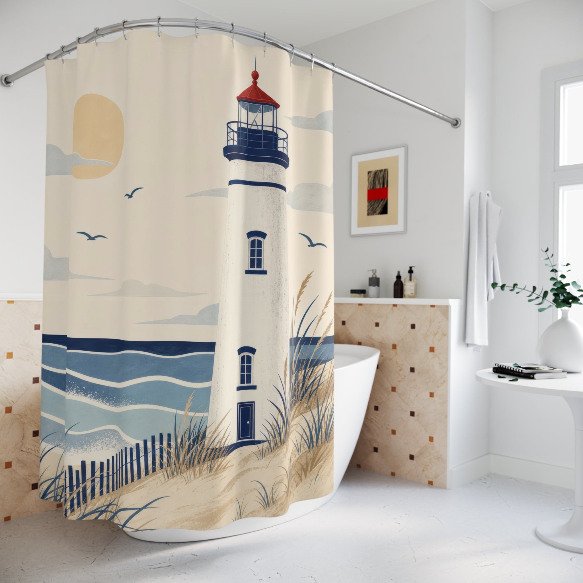Lighthouse Coastal Shower Curtain: Lighthouse Shower Curtain