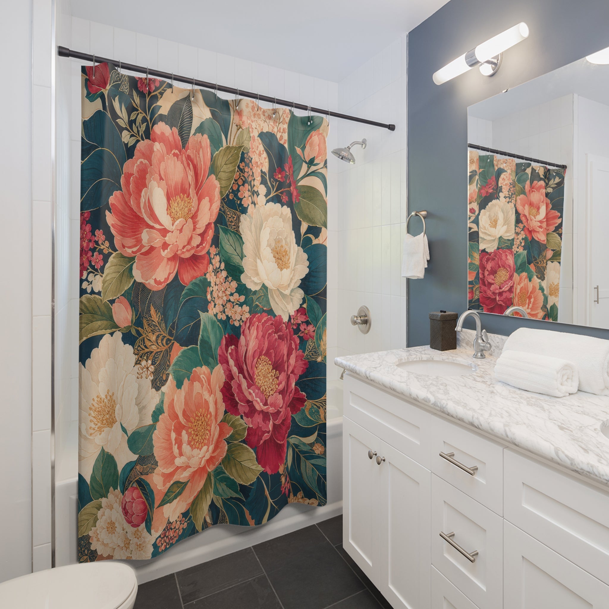 Large Peony Bouquet Shower Curtain