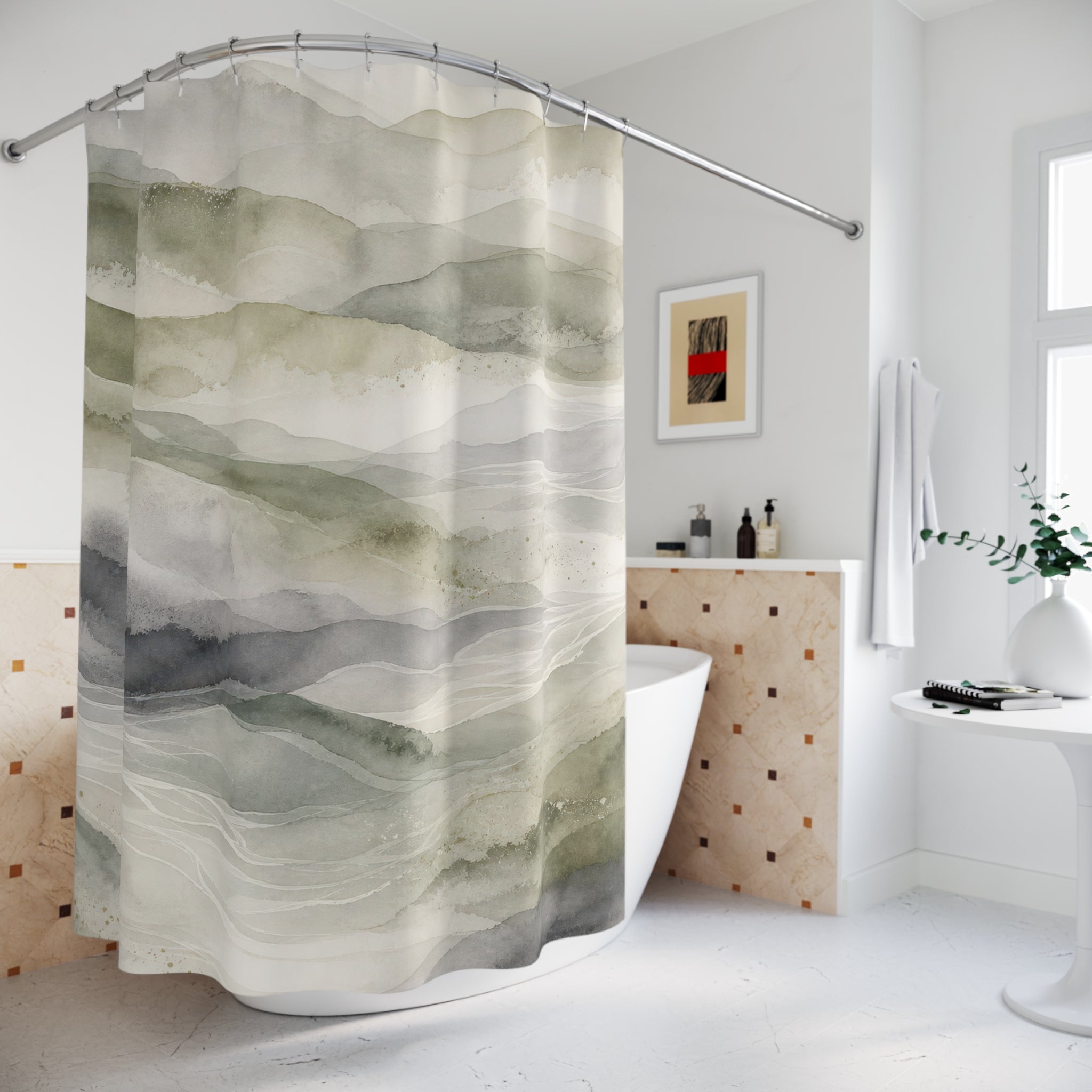Green Landscape Shower Curtain