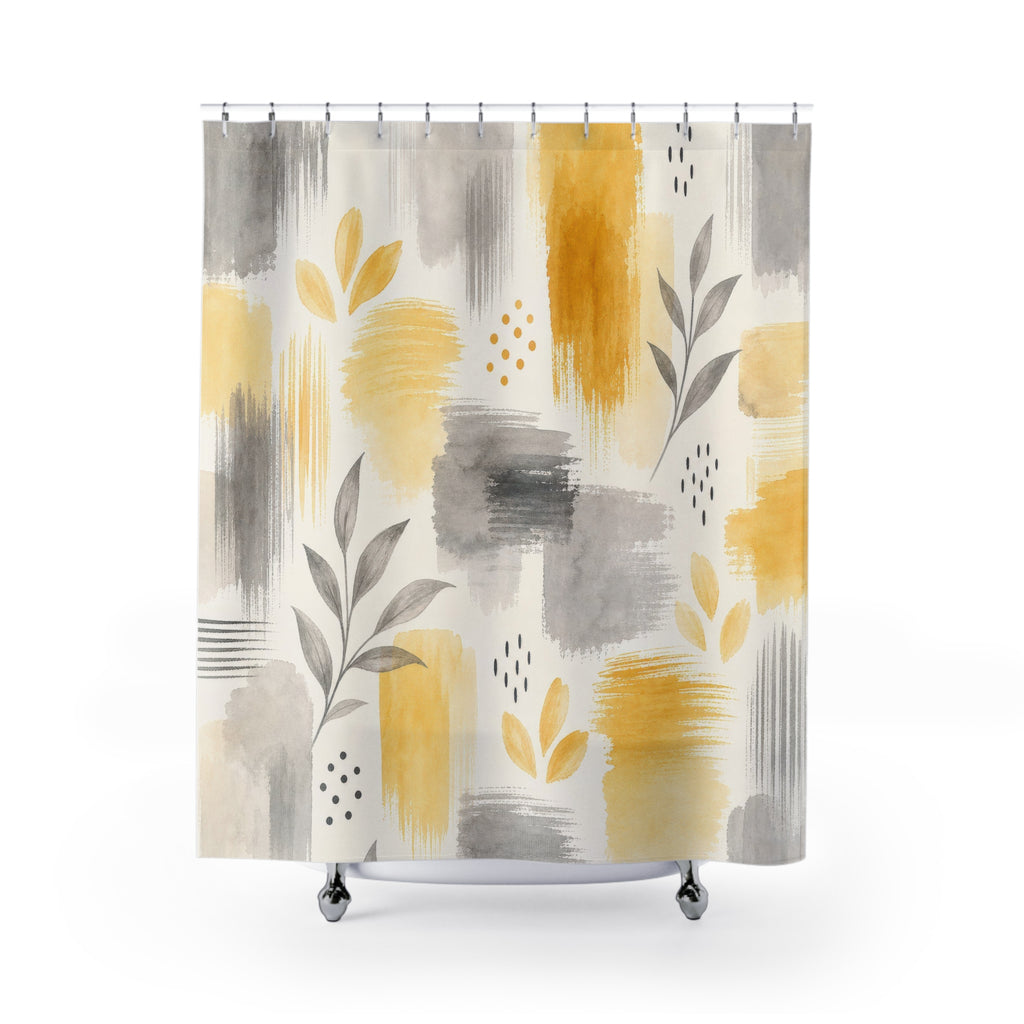 Gray Yellow Shower Curtain