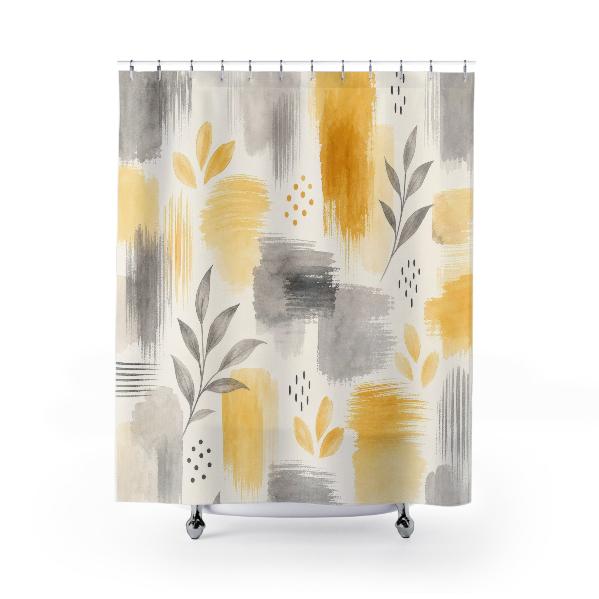 Gray Yellow Shower Curtain