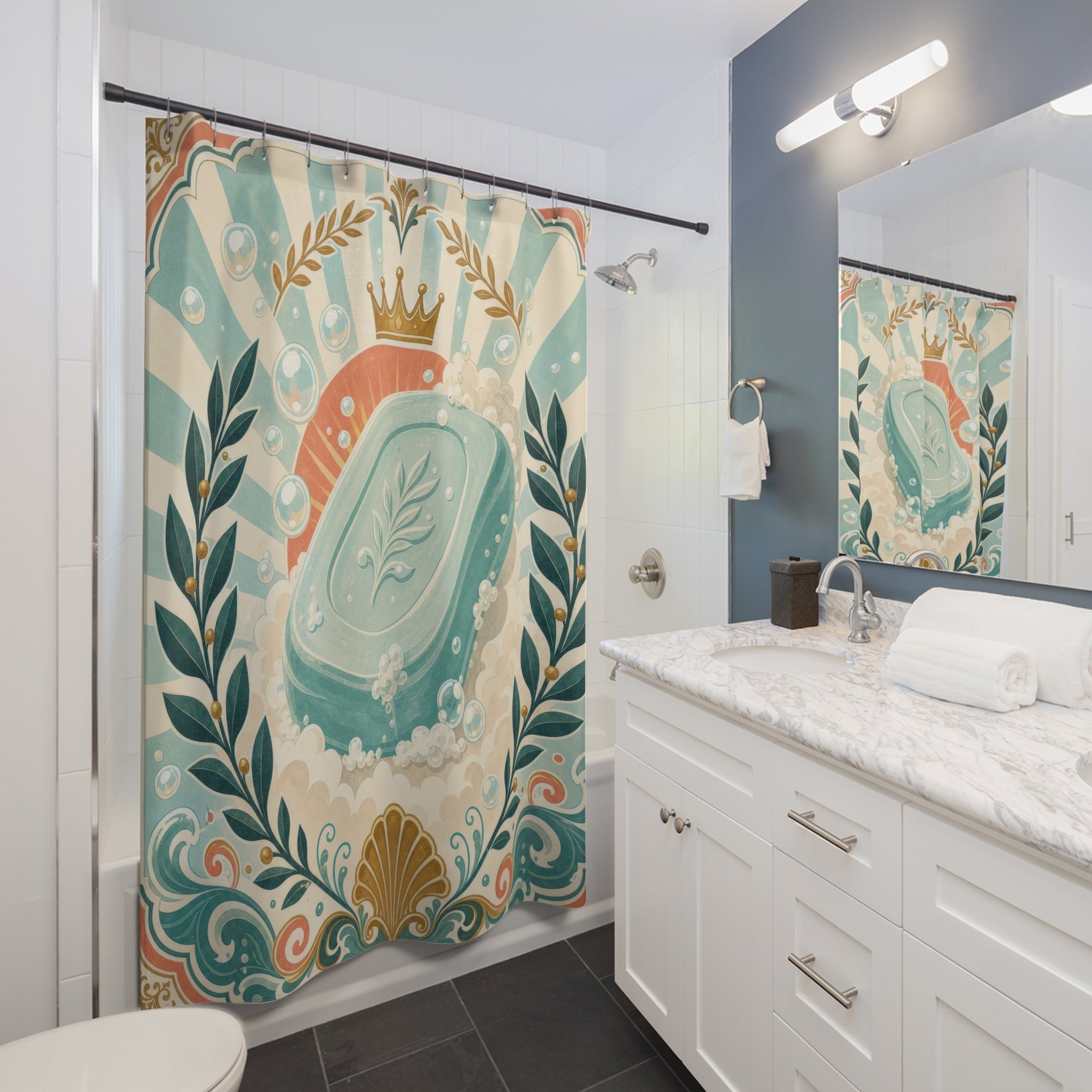 Crowned Bar Soap Shower Curtain