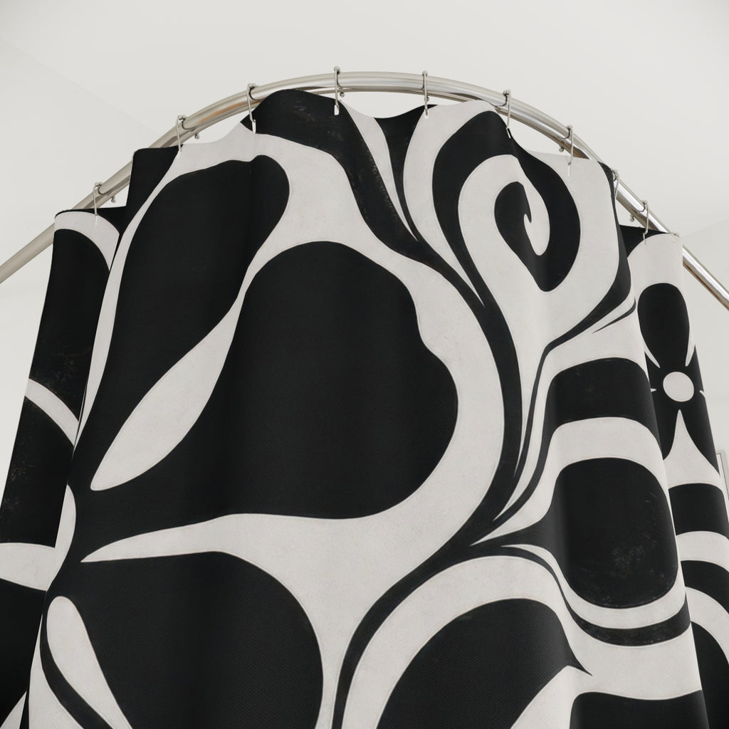 White Retro Flower Shower Curtain