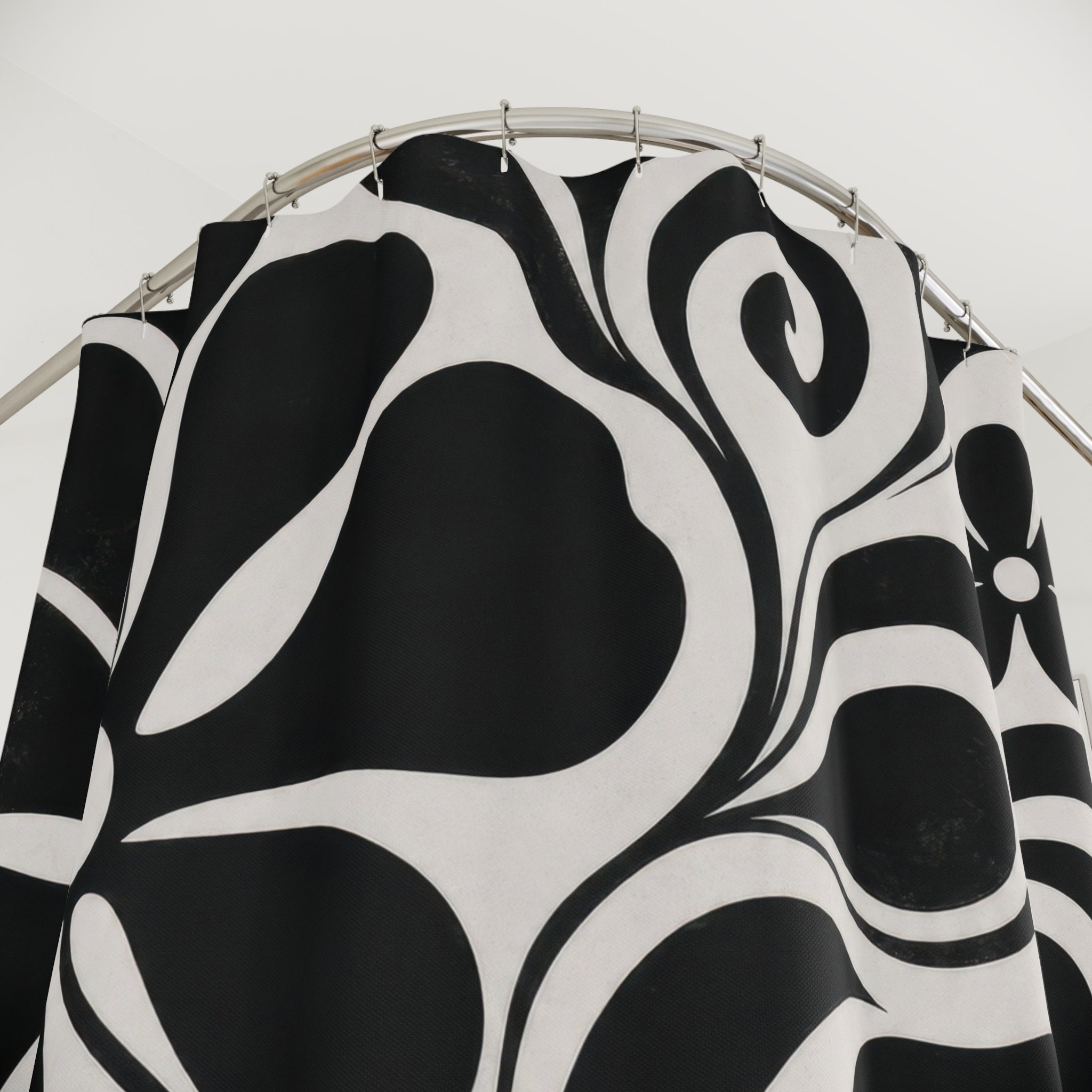 White Retro Flower Shower Curtain