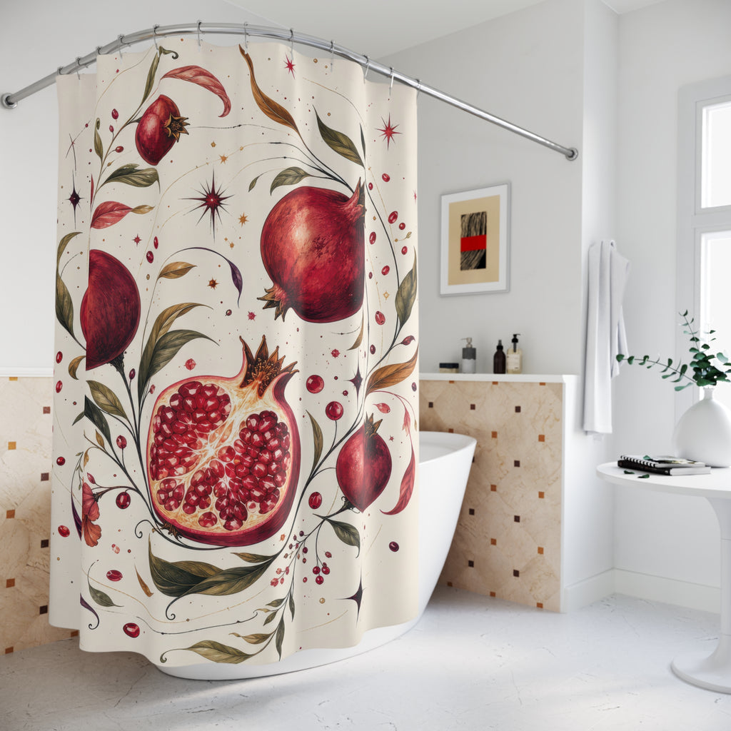 Surreal Pomegranate Orbit Shower Curtain