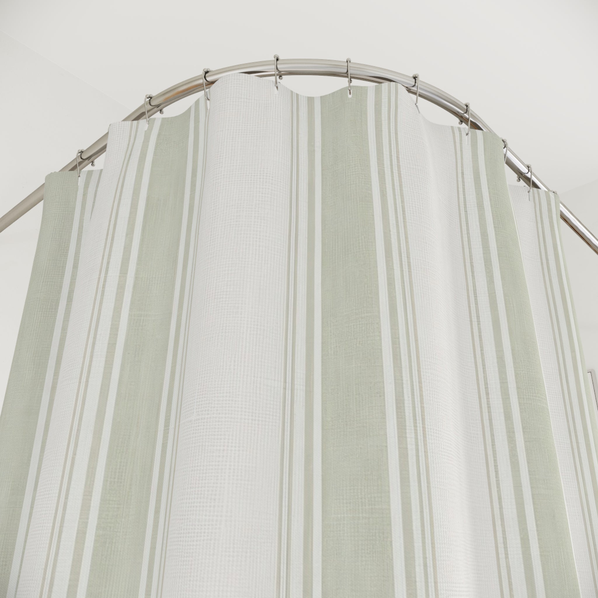 Pale Green Stripe Shower Curtain