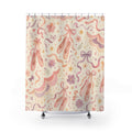 Kids Ballet Shower Curtain, Pink Pointe Shoe Bow Pattern, Dance Bathroom Decor, Soft Nursery Girls Wall Decor Guest Bath Wall Gift