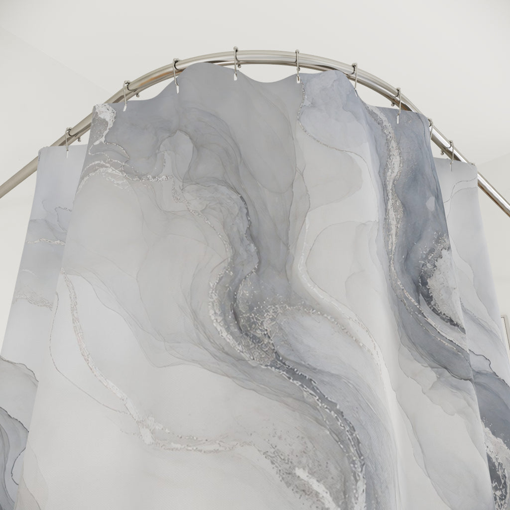 Abstract Watercolor Gray Modern Black Charcoal Shower Curtain