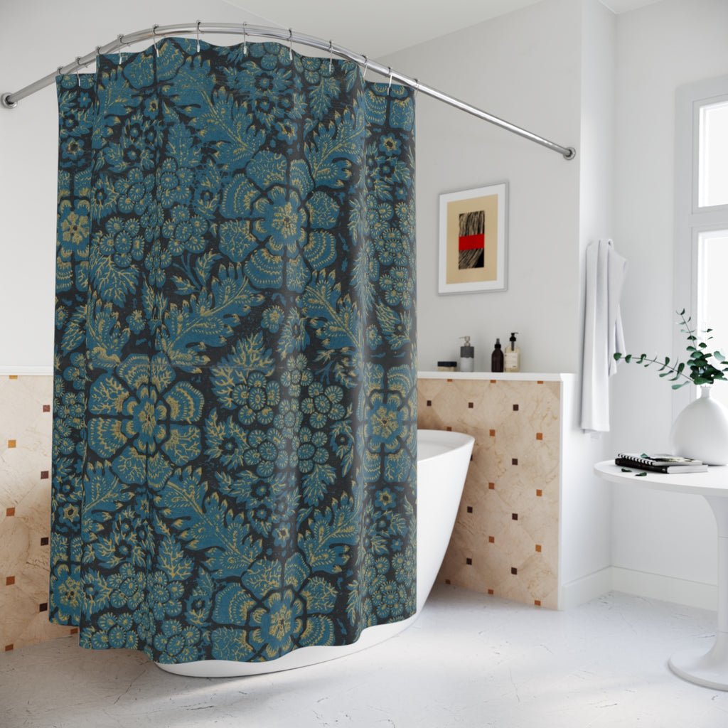 Italian Blue Floral Shower Curtain – Vintage Botanical