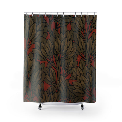 Bay Leaf Shower Curtain – 1882 Century Guild Red Brown