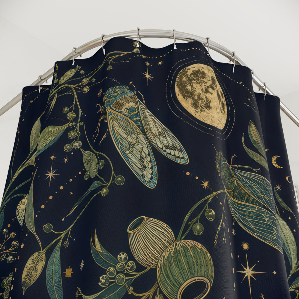 Moonlit Cicadas Artistic Shower Curtain